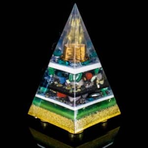 Orgonite Personalizado Pirâmide com Hematitas Magnetizadas 40cm